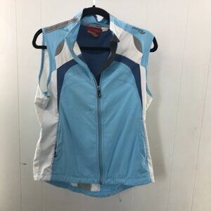 Saucony blue & white full zip windbreaker vest size M